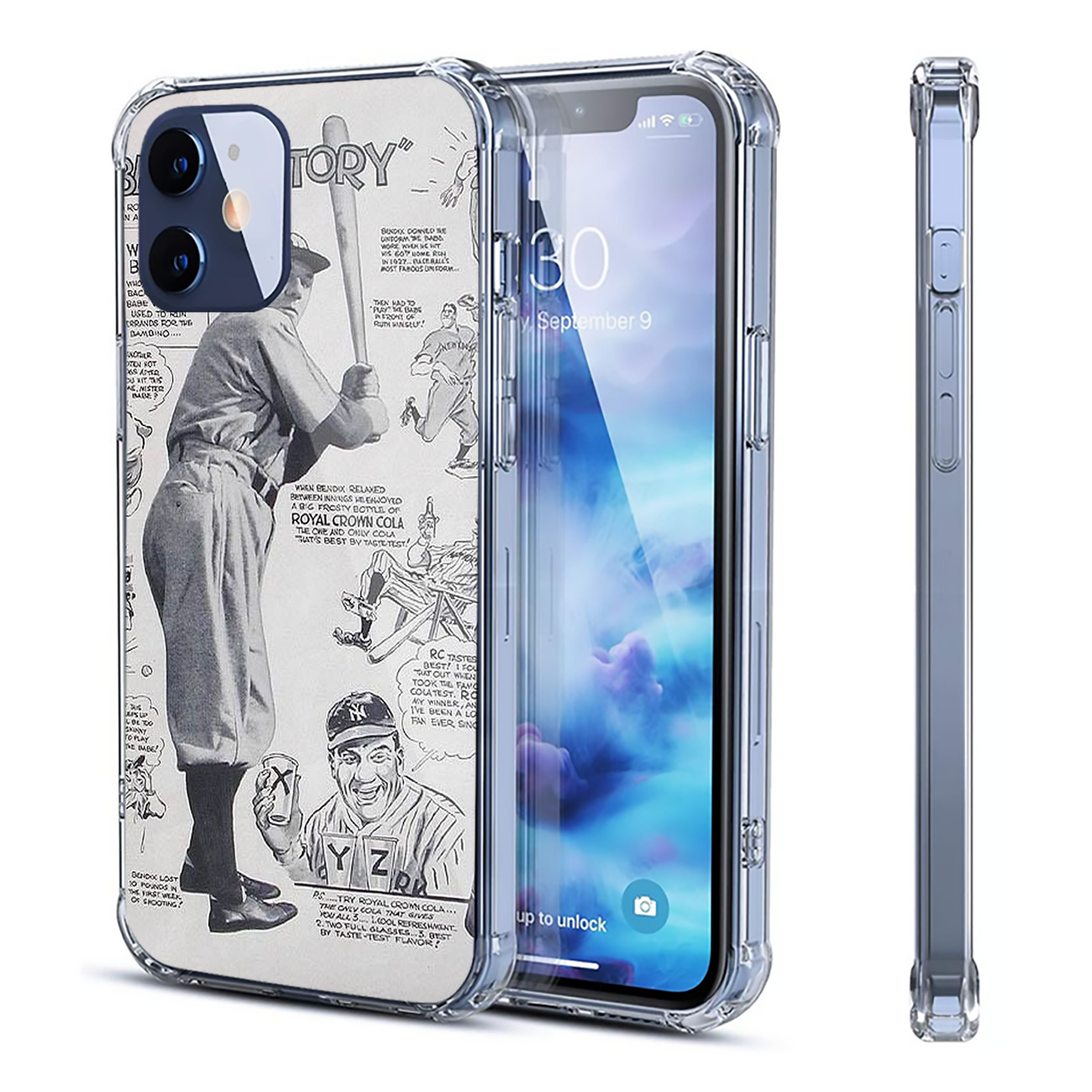 Babe Ruth 36 Clear IPhone 12 Case – Soft TPU With UV Print – Enhanced Drop Protection, Precise Fit, Anti-Fingerprint, Customizable Design, Scratch-Resistant, Yellow-Resistant
